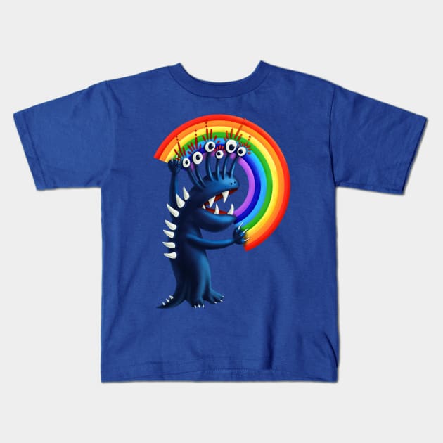 Funny Monster Colorful Rainbow Kids T-Shirt by Boriana Giormova